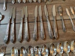 60 Rogers Marquise Silverplate Butter Spoons Long Forks Salad Forks Knives