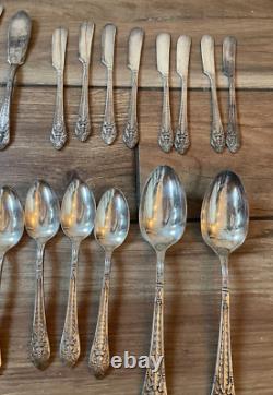 60 Rogers Marquise Silverplate Butter Spoons Long Forks Salad Forks Knives
