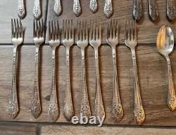 60 Rogers Marquise Silverplate Butter Spoons Long Forks Salad Forks Knives