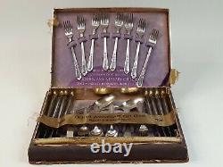 60pc Antique 1932 Holmes & Edwards Golden IS 50th Anniversary Inlaid Flatware