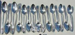 61 Piece 1847 Rogers Bros. First Love Pattern Silver Plated Flatware Set Vintage