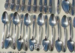 61 Piece 1847 Rogers Bros. First Love Pattern Silver Plated Flatware Set Vintage