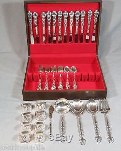 61 pc ONEIDA COMMUNITY BEETHOVEN SILVERPLATE FLATWARE! + CHEST 12 PLACE SETTINGS