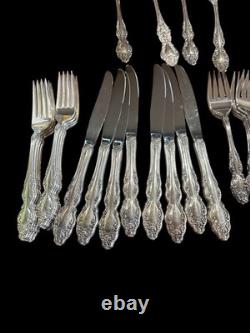 62 Piece Oneida 1881 Rogers Silverplate Flatware 1967 Baroque Rose Service for 8