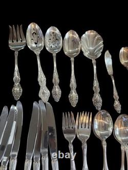 62 Piece Oneida 1881 Rogers Silverplate Flatware 1967 Baroque Rose Service for 8