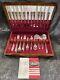 64 Piece Set FIRST LOVE Silverplate Flatware In Chest 1847 Rogers Bros WithAD