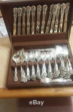 64 pc F. B. Rogers silverware set, FRENCH ROSE Silverplated Mixed Lot with case