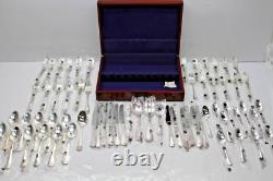 64pc Lorena Garcia 18/10 Silverplate Flatware Set withBox -Srvc for 12- FLEURETTE