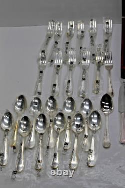 64pc Lorena Garcia 18/10 Silverplate Flatware Set withBox -Srvc for 12- FLEURETTE