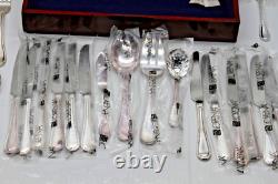 64pc Lorena Garcia 18/10 Silverplate Flatware Set withBox -Srvc for 12- FLEURETTE