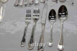 64pc Lorena Garcia 18/10 Silverplate Flatware Set withBox -Srvc for 12- FLEURETTE