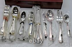 64pc Lorena Garcia 18/10 Silverplate Flatware Set withBox -Srvc for 12- FLEURETTE
