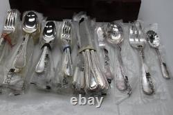 64pc Lorena Garcia 18/10 Silverplate Flatware Set withBox -Srvc for 12- FLEURETTE