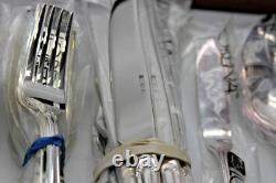 64pc Lorena Garcia 18/10 Silverplate Flatware Set withBox -Srvc for 12- FLEURETTE