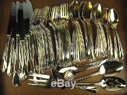 65 Piece Set Hampton Silversmith Gold Plated Cutlery Sophia 12 Place Settings +