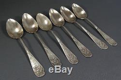 6 Art Nouveau Secession German Wmf Silver Plated Dinner Spoon Setivy Leaf Berry