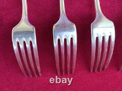 6 Vintage Christofle Baguette / Fidelio Pattern Silver Plated Dinner Forks