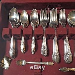 71 pc Rogers Bros First Love Silverplate 8 Place Settings + Extras in Chest EUC