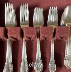 71 pc set Rogers Remembrance Silverplate Flatware withChest