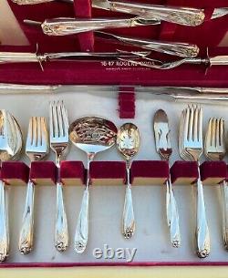 (72) piece 1847 Rogers IS Daffodil Flatware Silverware Set Carving Set Extras