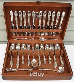 79 Piece Set FIRST LOVE Silverplate Flatware With Serving in Naken's Chest 1937