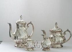 7 Pc. Vintage WMF German Judendstil Silver Plate over Porcelain Coffee & Tea Set