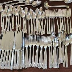 80 Pc Silverplate CAPRICE Service for 12 Oneida Nobility Plate Flatware Set Case