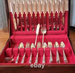 80 Pc Silverplate CAPRICE Service for 12 Oneida Nobility Plate Flatware Set Case