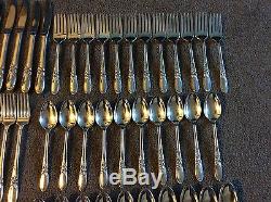 83 piece Oneida Community White Orchid silverplate Flatware 12 place setting