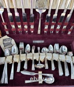 85 piece NATIONAL SILVER CO. Silver-plated King Edward Flatware Set InBox 1940