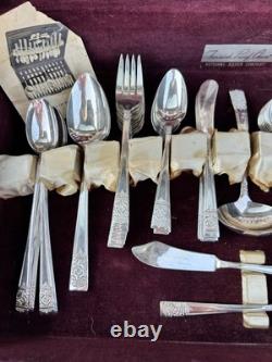 85 piece NATIONAL SILVER CO. Silver-plated King Edward Flatware Set InBox 1940