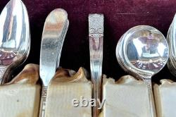 85 piece NATIONAL SILVER CO. Silver-plated King Edward Flatware Set InBox 1940