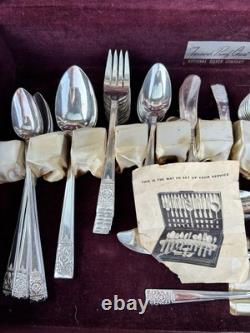 85 piece NATIONAL SILVER CO. Silver-plated King Edward Flatware Set InBox 1940