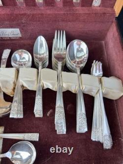 85 piece NATIONAL SILVER CO. Silver-plated King Edward Flatware Set InBox 1940