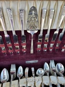 85 piece NATIONAL SILVER CO. Silver-plated King Edward Flatware Set InBox 1940