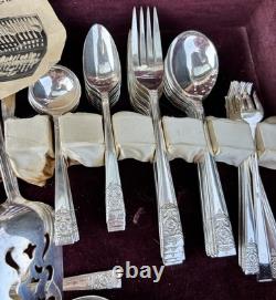 85 piece NATIONAL SILVER CO. Silver-plated King Edward Flatware Set InBox 1940