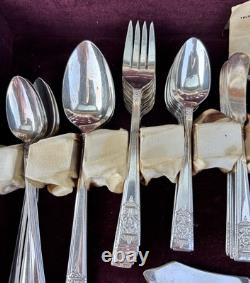 85 piece NATIONAL SILVER CO. Silver-plated King Edward Flatware Set InBox 1940
