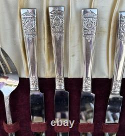 85 piece NATIONAL SILVER CO. Silver-plated King Edward Flatware Set InBox 1940
