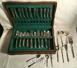 85pc set 12 place setting HOLMES EDWARDS Silverplate Flatware SPRING GARDEN 1949