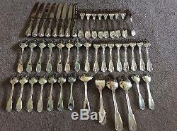 8 Place setting Towle London Shell Silver-plate 46 piece Flatware set with Box