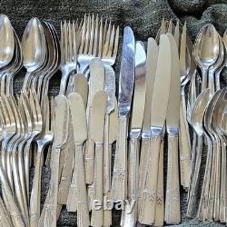91 Pc Oneida Prestige GRENOBLE Silverplate SERVICE FOR 12 Flatware Set Wood Case