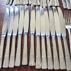 91 Pc Oneida Prestige GRENOBLE Silverplate SERVICE FOR 12 Flatware Set Wood Case