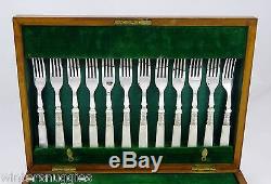 Antique 19thc Silver Plated Epns & Mother Of Pearl Dessert Cutlery Flatware Set