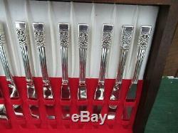 ANTIQUE Cutlery Flatware Silverware Set Community 11 Setting Wooden Box