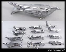 ANTIQUE FRENCH SET 12pc ART DECO ANIMAL SILVER PLATED KNIFE RESTS design SANDOZ