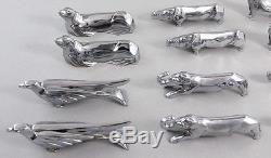 ANTIQUE FRENCH SET 12pc ART DECO ANIMAL SILVER PLATED KNIFE RESTS design SANDOZ