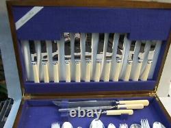 ANTIQUE GROSVENOR 47 PIECE BOXED CANTEEN SILVER PLATED CUTLERY SET FOR 6 -1920's