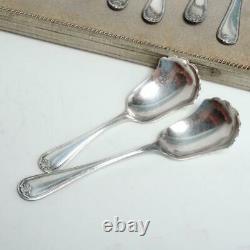ANTIQUE SET OF 14 CHRISTOFLE COQUILLE BERAIN SILVER PLATE SPOONS WithORIGINAL CASE