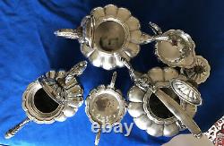 ANTIQUE Silver Plated Tea Coffee Set With Tray- Rare Pattern England