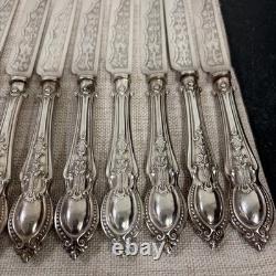 ANTIQUE VICTORIAN ENGRAVED ORNATE SILVER PLATE SETTING x11 OF CUTLERY RARE SET
